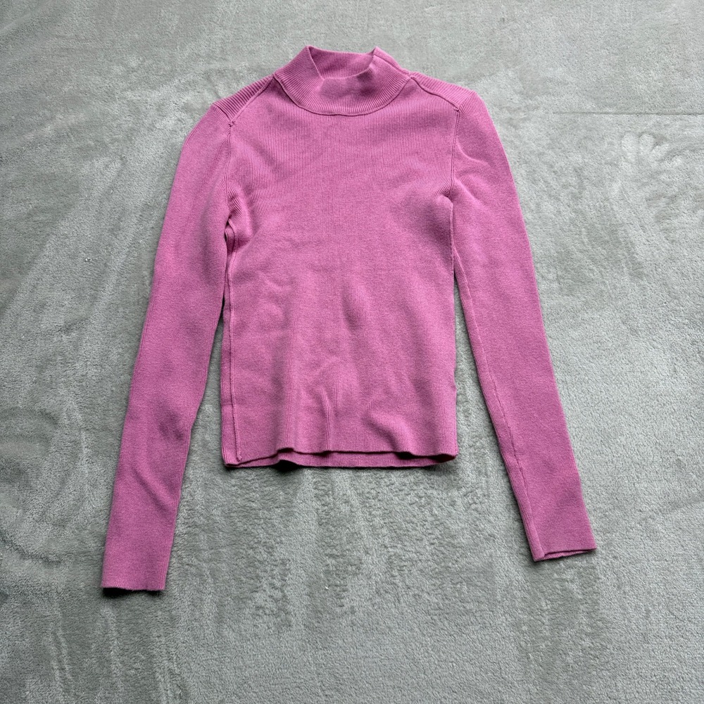 BDG Mock Neck Shirt Women's XS Ribbed Sweater Pink Long Sleeve Knit Top Layering